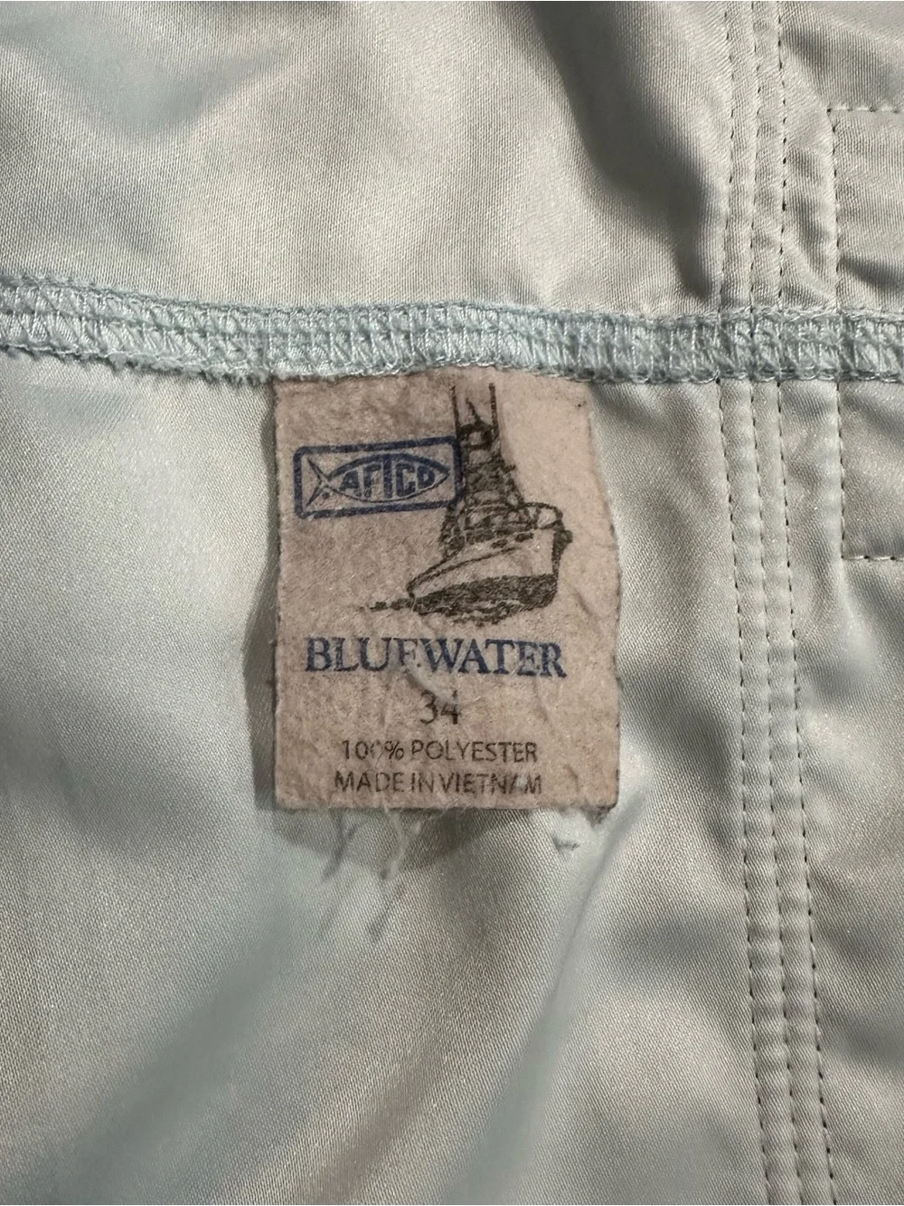 AFTCO Blutwater Board Shorts Mens 34 Blue Plaid Fishing Swim Trunks Polyester